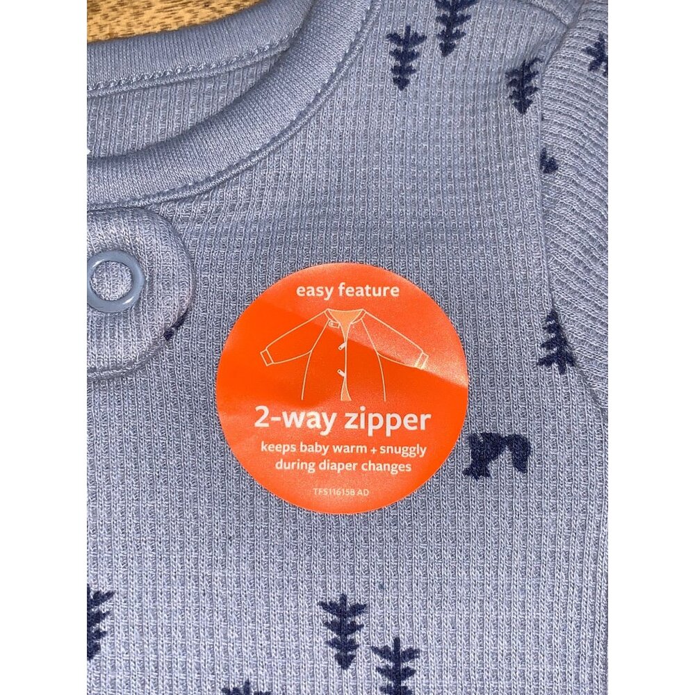 Carter's Newborn Baby Boy Blue Footed Sleeper Pajamas 2-Way Zipper Size 0M - Picture 4 of 6